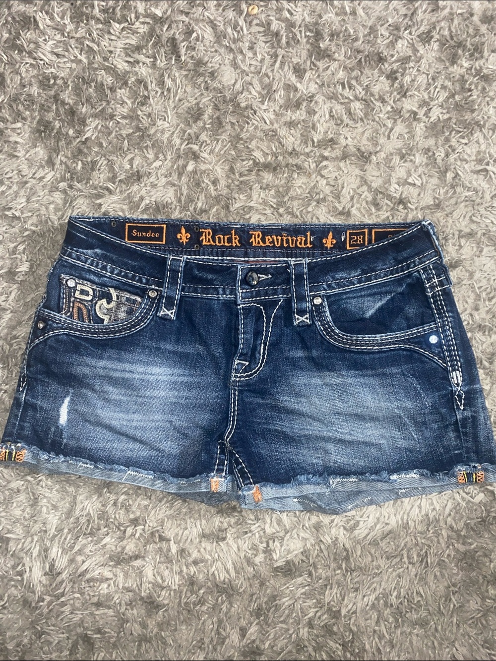 Rock Revival Dark Blue Distressed Sundee Denim Shorts